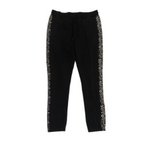 Crooks & Castels Black Joggers with Paisley Side Stripes